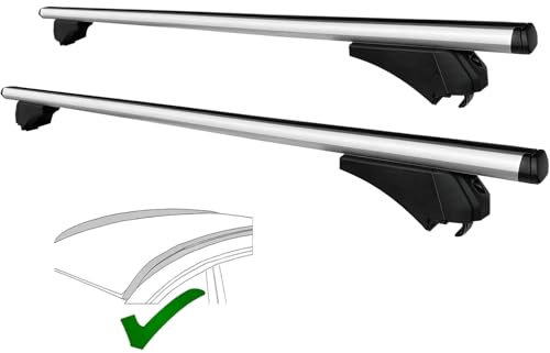 SUSY SHOP Barre Portapacchi Portatutto Universali Per Auto Con Rails Chiusi o Rialzati (Corrimano), 2 Barre Trasversali In Alluminio Con 4 Serrature Di Sicurezza Antifurto (140 CM)