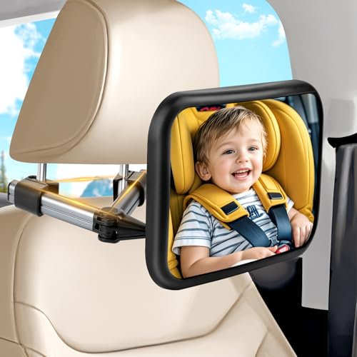 Autospiegel Baby Rücksitz, Spiegel Auto Baby Rückbank mit Haken Clip, 360° Drehbar Babyspiegel Rücksitzspiegel, Bruchsicherer, 175° Konvexspiegel, Kopfstützen Auto Spiegel für Die Meisten Fahrzeuge