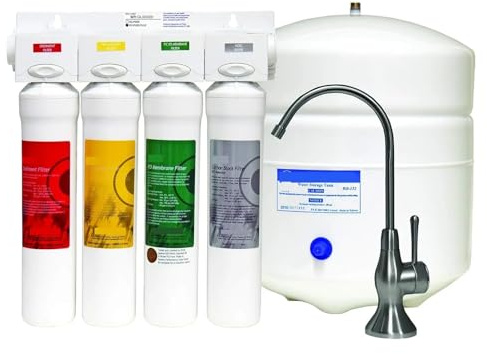 1 module de système d'osmose inverse à 4 étapes avec arrêt de clapet anti-retour intégré, quatre boutons-poussoirs faciles Avec un taux de purification élevé