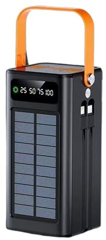 Power Bank Solare | Caricabatterie Rapido da 120 Watt,50000mAh Essenziale con Luce Integrata 4 Uscite 3 Ingressi Cavi Incorporati per Campeggio Escursionismo Attività Outdoor