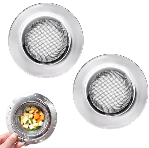 2 Pezzi Filtro Scarico Lavandino Cucina Inossidabile Retina per Adatto Doccia Lavabo Vasca o Lavello,Prevenire l'intasamento delle Fognature,filtro lavello cucina