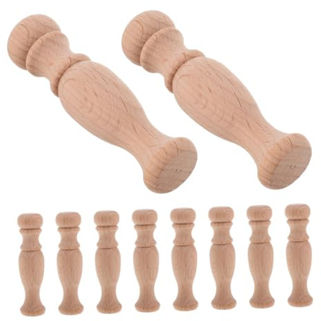 Toyvian 10pcs Hand-carved Unpainted Wood Spindle Replacement Roman Column Posts for Furniture DIY Decorative Pillars for Wine Cabinets Railings Bridges Intricate Hardwood Craft