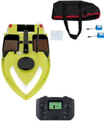 CheriMuMu Fishing Bait Boat with LED Lights, 5200mAh Battery & Carry Bag, 2 Batteries Included, RC Fishing Boat for Lake Fishing, Fish Feeding & Night Fishing, Green