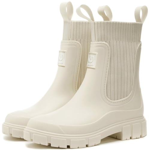 GURGER Bottes de Pluie Femme Imperméables Cheville Bottes en Caoutchouc