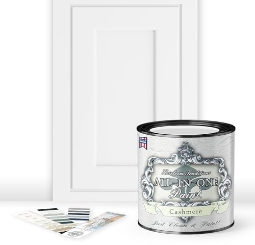 ALL-IN-ONE Paint by Heirloom Traditions, Cashmere (True White), Quart - Durable cabinet and furniture paint. Built in primer and top coat, no sanding needed. Includes our 30 featured color card.
