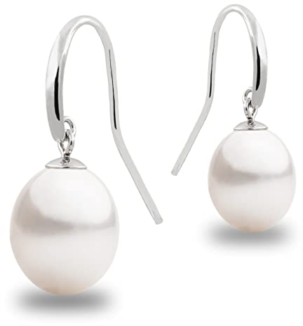 Damen Perlen-Ohrringe Süßwasser Zuchtperlen Weiß Tropfenperle 7-8 mm SECRET & YOU - Perlenohrringe Sterling Silber 925