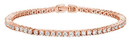 PAVOI 14K Gold Plated Cubic Zirconia Classic Tennis Bracelet | Rose Gold Bracelets for Women | 7.5 Inches