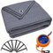 valuents Vorzeltteppich - blau/grau - 250x550cm - Camping Teppich Outdoor - Zeltteppich Wohnwagen/Wohnmobil inkl. Tragetasche +Wäscheleine & 8X T-Heringe