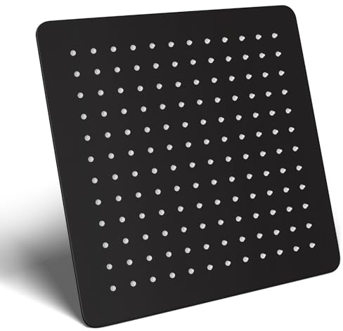KINLIV Soffione doccia a pioggia nero opaco da 30,5 cm, design ultrasottile SUS304, cascata ad alta pressione completa il tuo corpo, ricambio perfetto per soffioni da bagno moderni