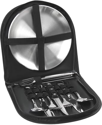 Yuecuu Camping Besteck Set Edelstahl 10-teiliges Besteck Picknick Geschirr Set für 2 Personen Tragbarer Outdoor Geschirr für Camping, Picknick, Wandern