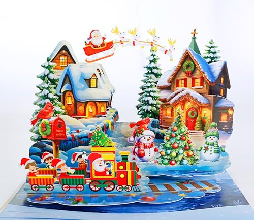 CUTPOPUP Xmas Scene, Carte de Noël Pop Up, Noël 3D, Joyeux Noël, Nouvel An, Carte de vœux de vacances (Scène de Noël) CN303FR1520