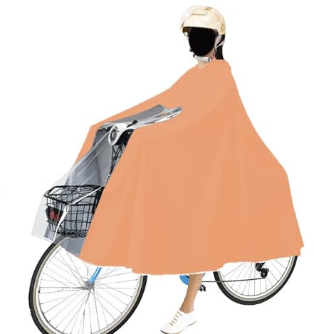 Generisch Regenponcho Fahrrad, Damen Herren Wasserdicht Radfahren Regencape, Orange Farbe Unisex Wiederverwendbar Regenbekleidung, für Fahrräder, Mountainbikes, Elektrofahrräder