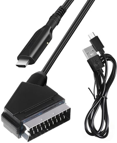 WUIOWPPIC SCART zu HDMI Adapter 1080P mit Eingangskabel für STB, VHS, Xbox, HDTV, PS3, Sky, DVD, Blu-ray