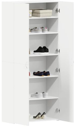 vidaXL Armario para Zapatos con Estante Blanco 80 x 35.5 x 180 cm, Armario Moderno para Zapatos, Unidad Rectangular de Almacenamiento, Organizador Interior versátil, Madera de ingeniería