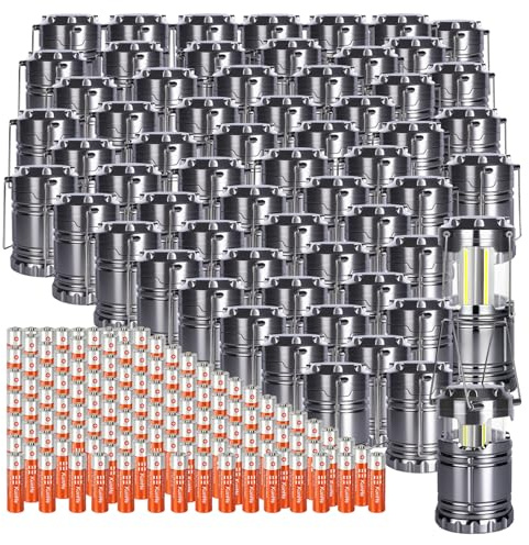 KUNHE Paquete de 60 faroles LED para camping que funcionan con pilas (incluye 180 pilas alcalinas AA), 350 lúmenes, IPX4, luz impermeable para corte de energía, emergencia, huracán, tormenta