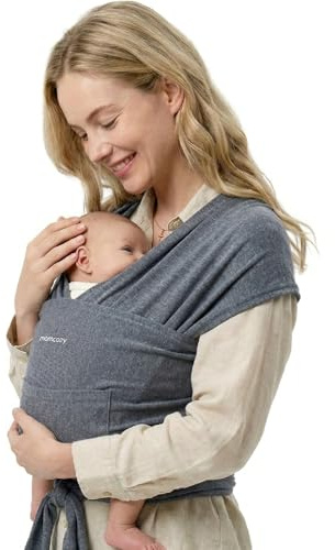 Momcozy Baby Wrap Carrier for 3.6-15kg, Adjustable Sling for Newborn, Grey