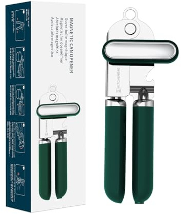 KITCHENDAO Manual Can Opener, Super Sharp Sandvik 12C27 Blade, Handheld Can Opener with Magnet, Smooth Edge Cut, Soft Grip, Oversized Knob for Seniors & Arthritis, Easy to Use, Green