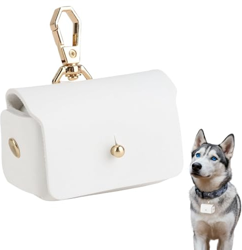 ZenithQuest White Dog Rings Bearer,Wedding Ring Pillow Box for Dog Collar, Engagement Ring Bag, PU Leather ring Box Pouch, Christmas or Valentine's Day Gift, Pouch with Clasps for Proposal Engagement