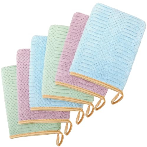 COZYMIRE Gant de Toilette Microfibre Coton pour Bebe et Enfant - Gants de Toilette Microfibre Serviette Visage Réutilisable 6 Pièces-005