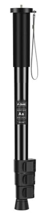 Gettimore Treppiede telescopico in alluminio con 4 gambe regolabili per DSLR e smartphone, carico massimo 3 kg, altezza 150 cm, nero P264BS