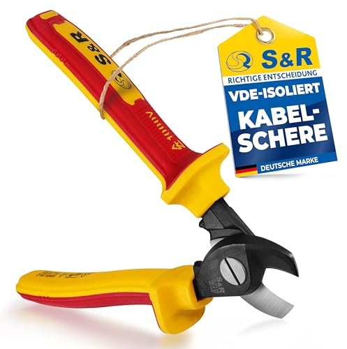S&R Kabelsax VDE 1000 V elektrikerverktyg, 160 mm kabelskärare, trådskärare, HRC 56-62 värme- och induktionshärdad 60 CrV-legerat stål, precisionsslipning