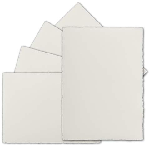 75 Stück ca. B6 Vintage Karten, Büttenpapier, 113 x 175 mm, Natur-Weiß halbmatt - ohne Falz - Vellum Oberfläche