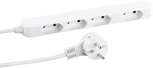 revolt Eurostecker Verteiler: Extraschmale 4-fach-Steckdosenleiste für Eurostecker, 230 V, 2.300 W (Verteiler flach, Euro Flachstecker, Switch)