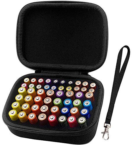 COMECASE Batterie Aufbewahrungsbox Batteriebox - Hält 52 Batterien AA AAA - Schwarz