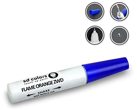 SD COLORS FLAME ORANGE ZWD New Touch Up Paint Pen REPAIR KIT 12ML SCRATCH CHIP BRUSH COLOR CODE ZWD FLAME ORANGE (JUST PAINT)