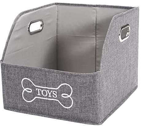 Geyecete Contenedores de almacenamiento de juguetes para perros grandes, de lona, plegable, trapezoidal, con asas de metal, cestas para mascotas, contenedor de almacenamiento grande, organizador de