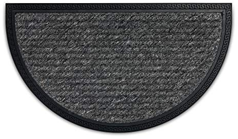 Fußmatte Außen & Innen - 40x70 cm - Grau Linien halbrund - Türmatte rutschfest - Schmutzfangmatte sehr strapazierfähig - Fussmatte aussen Stufen