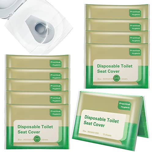 Gobesty 100 Stück Einweg Toilettensitzbezug, Spülbare Toilette Auflage, WC Sitzschutz Sitzauflagen, Antibakteriell, Ideal für Reisen, öffentliche Toiletten, Töpfchentraining, Hotelkrankenhaus