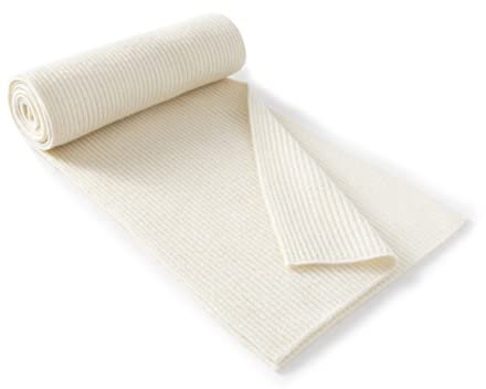 Unisex-Kaschmirwolle Klassischer, gerippter, fester Schal, ultraweicher, warmer Winterschal mit Geschenkbox (Weiß)