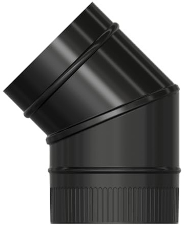 WOLFPACK LINEA PROFESIONAL Codo Estufa Liso Negro Vitrificado Ø 150 mm. 45°
