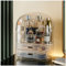 NUODWELL Transparenter Make-up-Organizer, staubdichte Kosmetik-Aufbewahrungsbox mit Deckel und Schubladen, Hautpflege-Organizer, Beauty-Caddy für Schminktisch, Schlafzimmer, Badezimmer (Klares Braun)