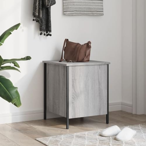 Gecheer Panca Portaoggetti,Panche Contenitore,Cassapanca Contenitore,Cassapanca Legno,Panca con portaoggetti,Organizzatore Portagiochi,per Cuscini,Libri,Grigio Sonoma 40x42,5x50cm Legno Multistrato