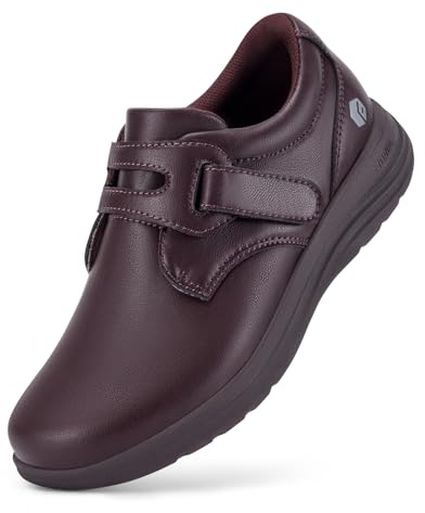 FitVille Scarpe Larghe Donna in Pelle Leggere e Comode per Passeggio per Piedi Sensibili 38.5 EU X-Larga Bordeaux