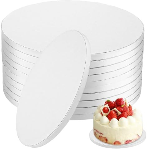 LDXDRU 10-Pack Rund Tårtbricka, Vit Cake Board 25 cm, 12 mm Tjock Tårtunderlägg för Tårta, Bakning, Födelsedag, Dessertbord och Kalas Stabil Presentation