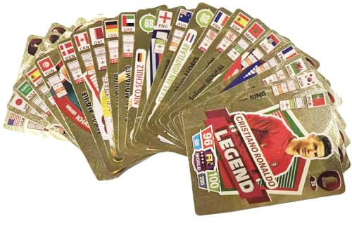 Rcxnm World Football Stars Trading Cards Pack of 55 Card Game (Gold)