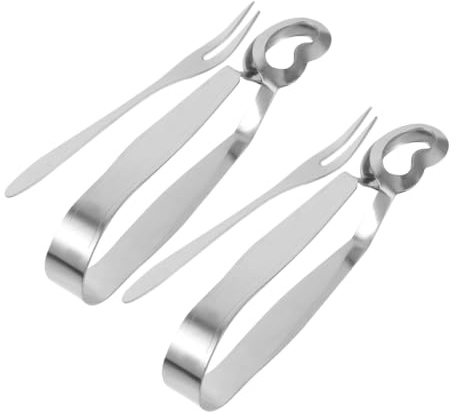 4pcs Stainless Steel Escargot Tools for Snails and Seafood Serving