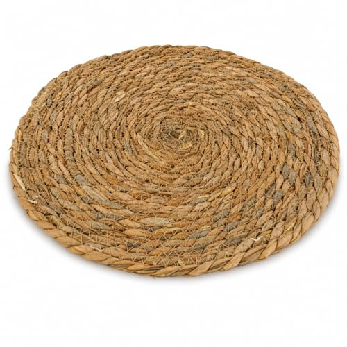 ReWu Gehlmann Tischset Bastuntersetzer Natur Naturbast Rund Platzset Untersetzer Platzdecken Tischmatten Küche Esstisch Tischdekoration Hitzebeständig Kratzschutz 35 x 35 x 1 cm