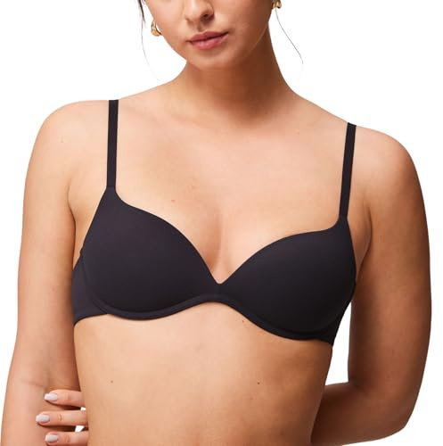 Halobliss Reggiseno Senza Ferretto Push Up per Seno Piccolo Senza Cuciture Imbottito T-Shirt Bra 2AA–5A Nero 2A