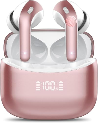 FAMOO Auriculares Bluetooth, auriculares in-ear inalámbricos Bluetooth 5.3, 2025 últimos auriculares inalámbricos con cancelación de ruido con 4 micrófonos ENC, indicador LED, 52 H, auriculares