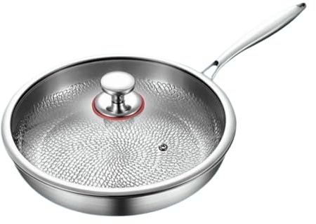 Genérico Sartén Antiadherente - Sartén para Huevos con Calentamiento Uniforme | Antiadherente de Calentamiento Uniforme con Tapa para Cocina Huevos Tortitas Carne Hogar y Acampada