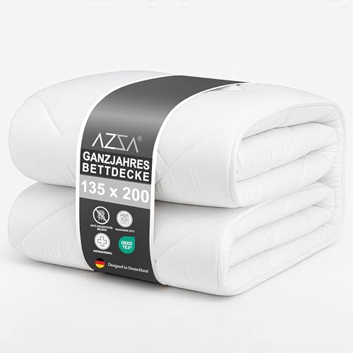 AZZA 4 Jahreszeiten Bettdecke Ganzjahresdecke, Mikrofaser, Atmungsaktiv, Weich, Kuschelig, Waschbar, Allergiker geeignet, Öko-Tex Zertifiziert, 135 x 200 cm, Jahreszeit (Bettdecke):Ganzjahres