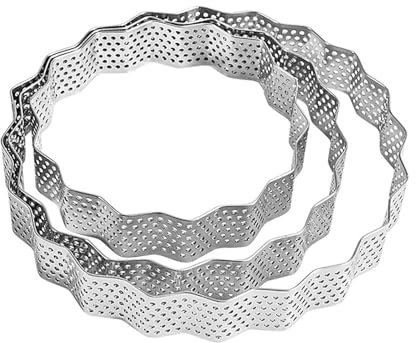 GRIRIW 3 Piezas Anillos de Acero Inoxidable para Mousse Moldes Circulares Perforados para Tartas y Postres Moldes de Repostería Resistentes y Uniformes para Cocina