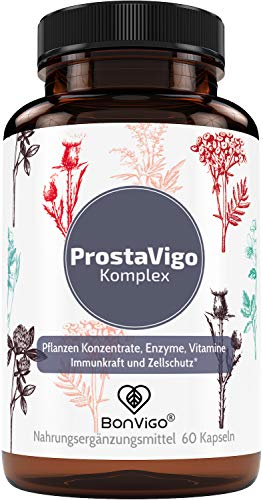 BonVigo ProstaVigo Mann aktiv - Normale Spermien: Selen, Fruchtbarkeit: Zink - Pflanzen-Enzym Essenz mit Kürbiskern, Papaya, Bromelain, Goldrute, Holunder, Weidenröschen - 60 Kapseln hochdosiert