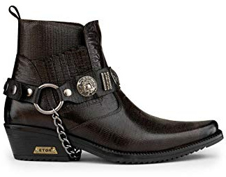 Män äkta läder gotisk cowboy rider ankelstövlar kedja västerländsk kubansk häl dans