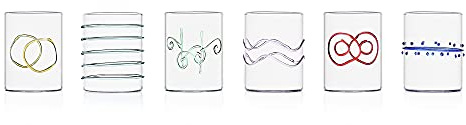 Ichendorf Milano Set di 6 Bicchieri Acqua, Collezione Decò Arlecchino, 30 cl, Vetro Borosilicato, Fatto a Mano