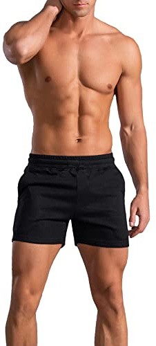 GYMAPE Men's Shorts Cotton Gym Workout Black XL